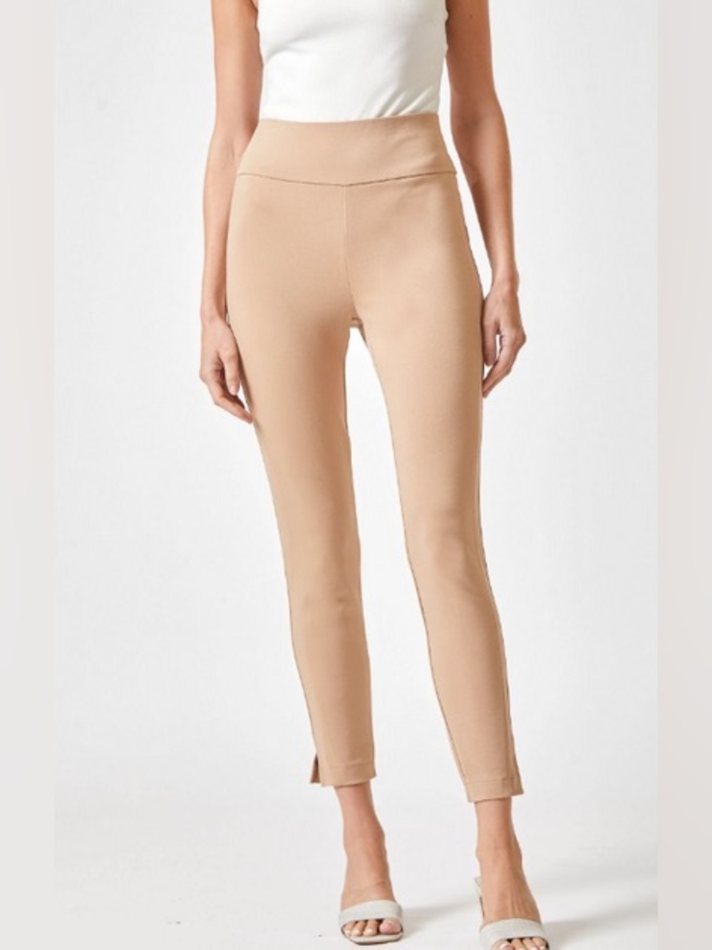 Dear Scarlett Magic High Waisted Skinny 28” Crop Pants in Beige - Picture 2 of 3